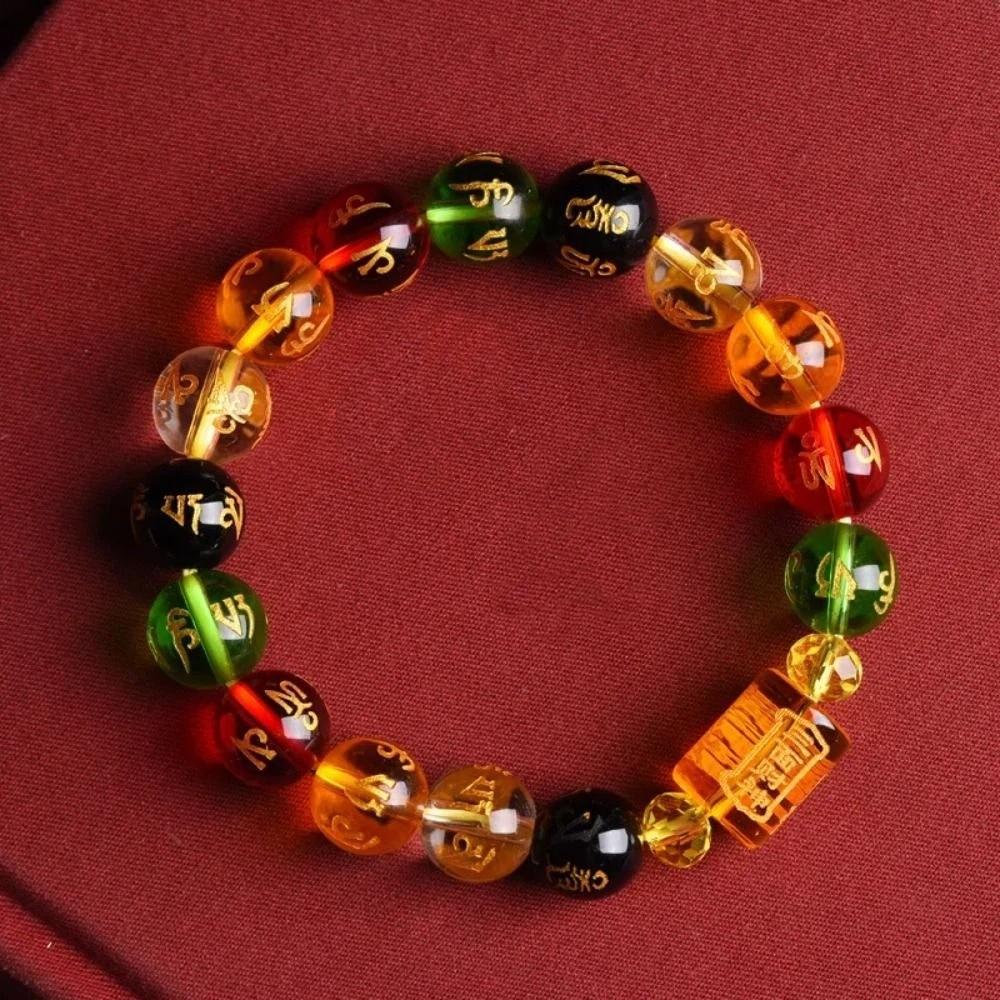 Buddhism Luck Wealth Bracelet Crystal God of Wealth Beaded Bracelet Feng Shui Bracelet Gift