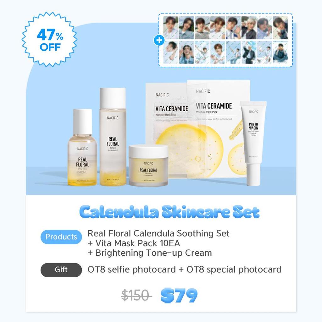 NACIFIC ATEEZ Summer Vibe Set, OT8, фотокарточки, календула, очищение, увлажнение