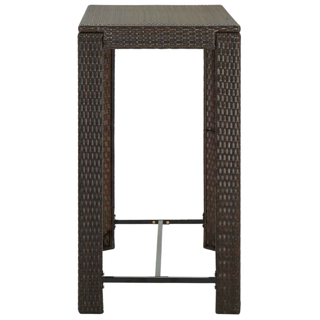 5 Piece Garden Bar Set with Armrests Poly Rattan Brown