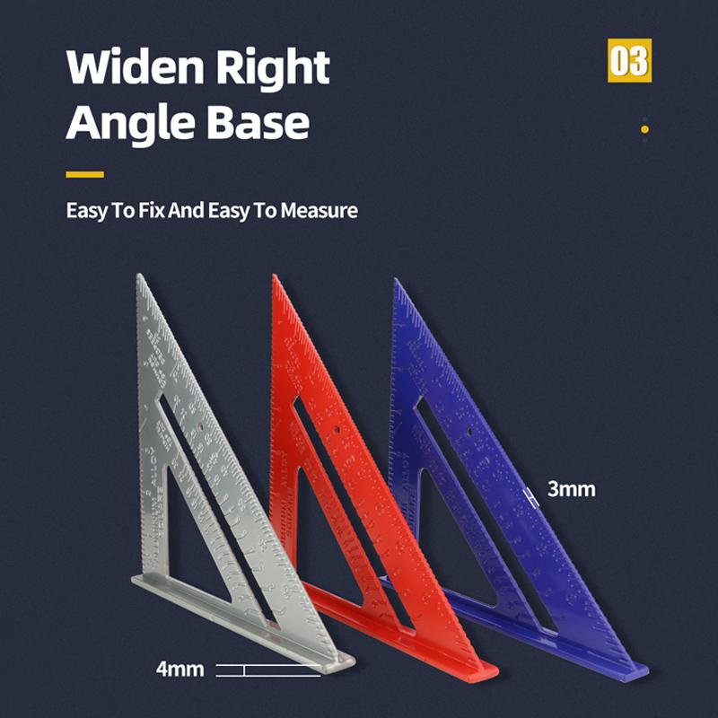 Triangular Ruler 7 Inch Aluminium Alloy Woodworking Set Square Measuring Tools Carpentry Gauges Angle Protractor Triangle Ruler