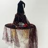 Creative Halloween Props Punk Skeleton Hand Witch Hat with Spider And Veil, Black Large Reusable Holiday Ornaments Wizard Costume Accessory
