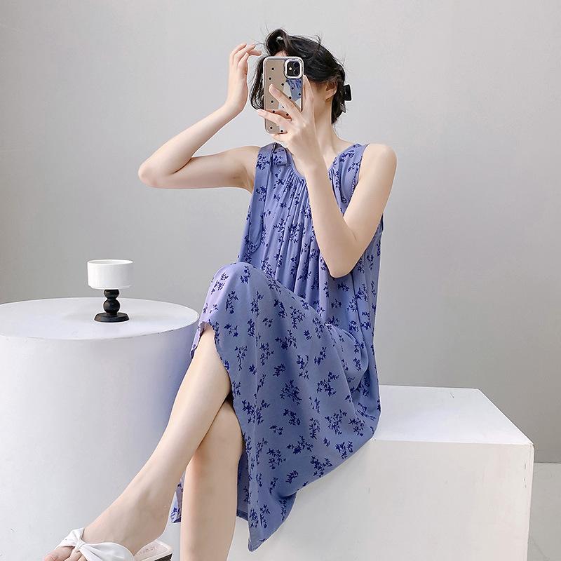 1011 new fashion cotton and silk nightdress women's thin French high-end large-size loose casual loungewear can be worn outside