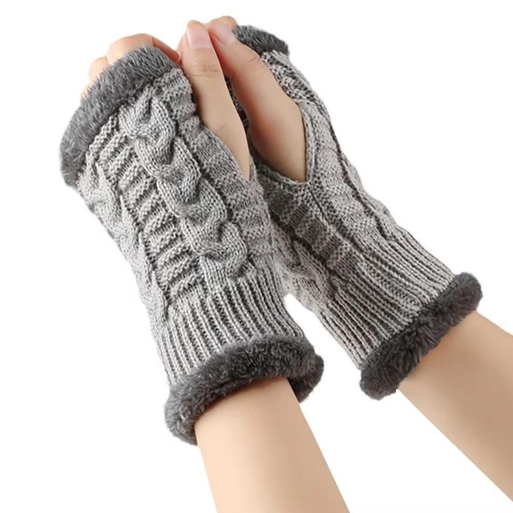 Soft Knitted Gloves Windproof Winter Women Gloves New Half-Finger Gloves Women