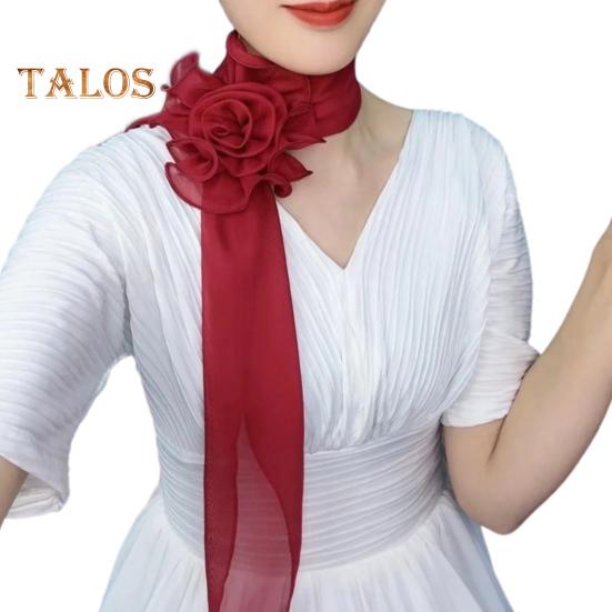 Шифоновый атласный длинный шарф с цветочным декором, дышащая универсальная пляжная шаль, защита от солнца, шифоновая шаль, повседневная одежда