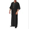 Мужской халат-кафтан, однотонный, со средними рукавами, длинный, с V-образным вырезом, абайя, молитвенная одежда, халат ихрам для летней повседневной носки