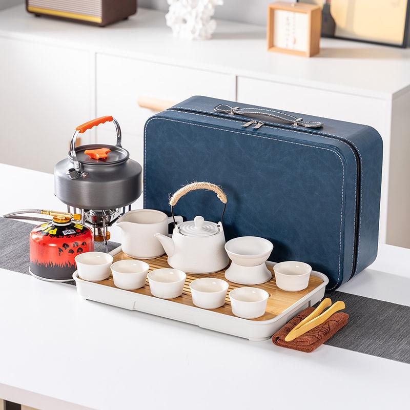 Outdoor travel tea set Tea making equipment with boiling stove Portable car camping Special stove for making tea Storage