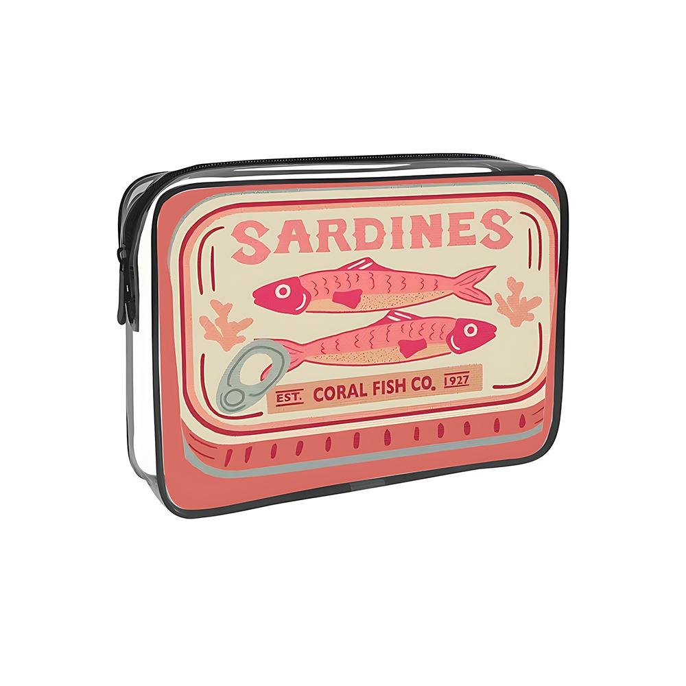 PVC Canned Sardines Makeup Bag Waterproof Zipper Closure Sardine Tin Fish Cosmetic Bag Portable Pencil Case Pouch for Women