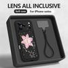 Чехол-ремешок с принтом цветка розовой лилии для iPhone 17 Pro Max iPhone 16 15 Pro Max 14 13 11 16E 17E Ударопрочный бампер Чехол с ремешком на запястье