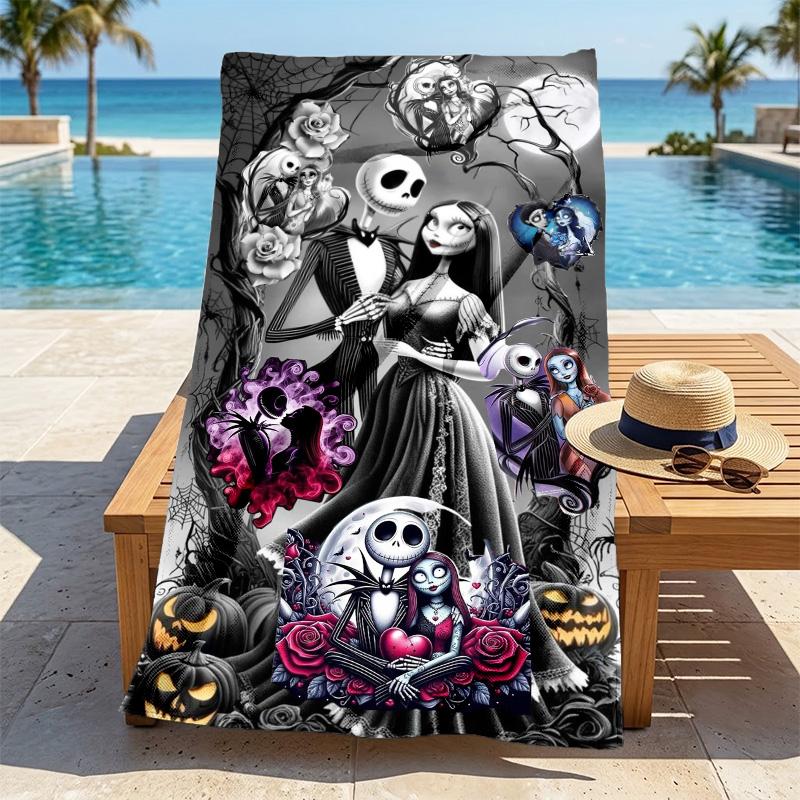 Nightmare Before Christmas Stylish Digital Printing Beach Towel Quick Drying Absorbent Blanket For Beach Pool Gym Travel Christmas Gift C9211591