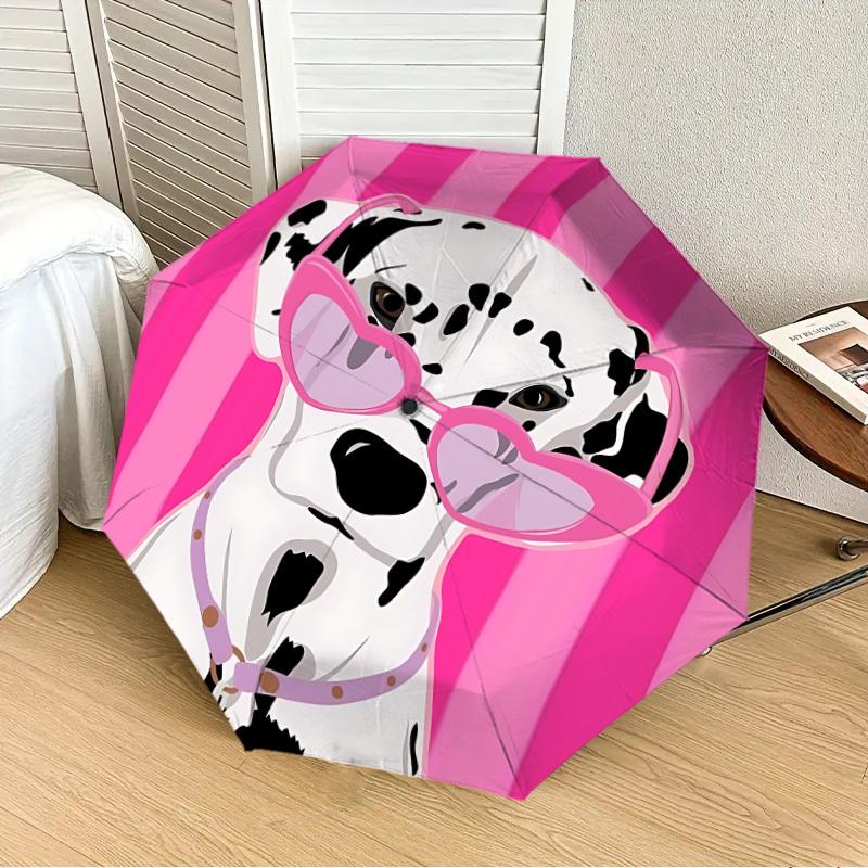 1pc Dalmatian Sunglasses Automatic Folding Umbrella - Portable Collapsible Design, 8-Rib Iron Frame, Playful Design yy251215209