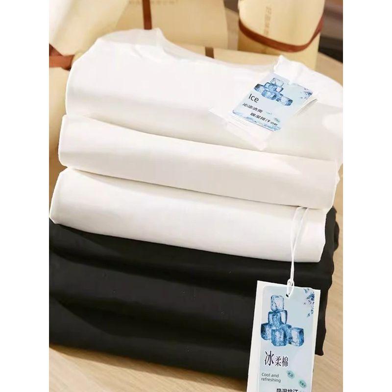Black Technology DuPont Solona Cool Feeling T-Shirt Men's Short Sleeve Pure Cotton Summer Ice Feeling Clothes Export Men's T-shirt