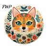 Anti-skid Wood Coasters for Tables 6 Pcs Cute Cat Coasters, Thick Heat-Resistant Coaster Tabletop Protection, Siamese Pattern Table Pads Non