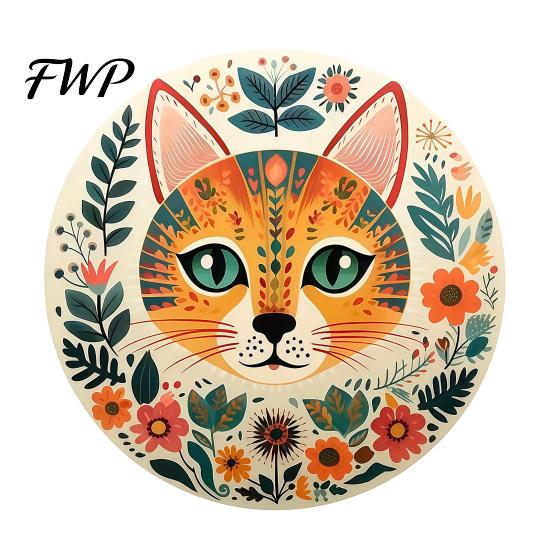 Anti-skid Wood Coasters for Tables 6 Pcs Cute Cat Coasters, Thick Heat-Resistant Coaster Tabletop Protection, Siamese Pattern Table Pads Non