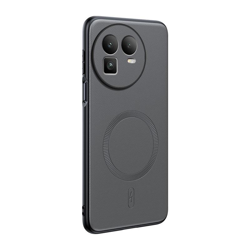 Для Realme GT8 Защита камеры Чехол с кожаной текстурой Для Realme GT8 Магнитная беспроводная зарядка Тонкая задняя крышка Бампер