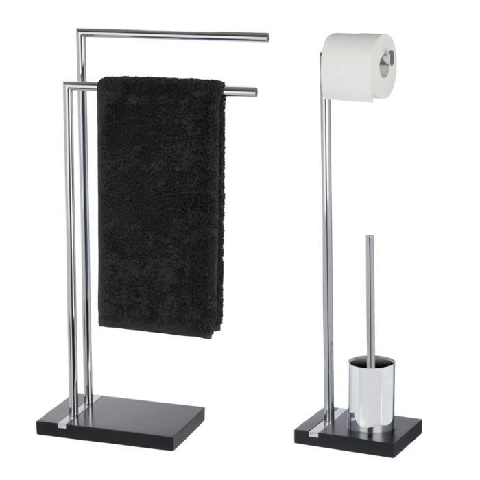 Ensemble WC 2en1 - WENKO - Noble Noir - Polyrésine - Acier - 20x74x15 cm