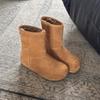 Cotton boots thick-soled fashion women's pedal brown short tube new velvet winter snow boots warm gray