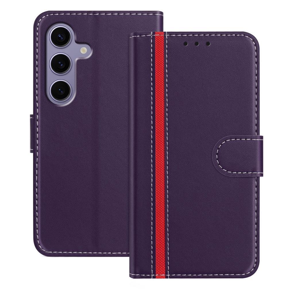 For Samsung Galaxy S24 FE Phone Cases Wallet Stand Color Splicing Leather Cover with Magnetic Clasp