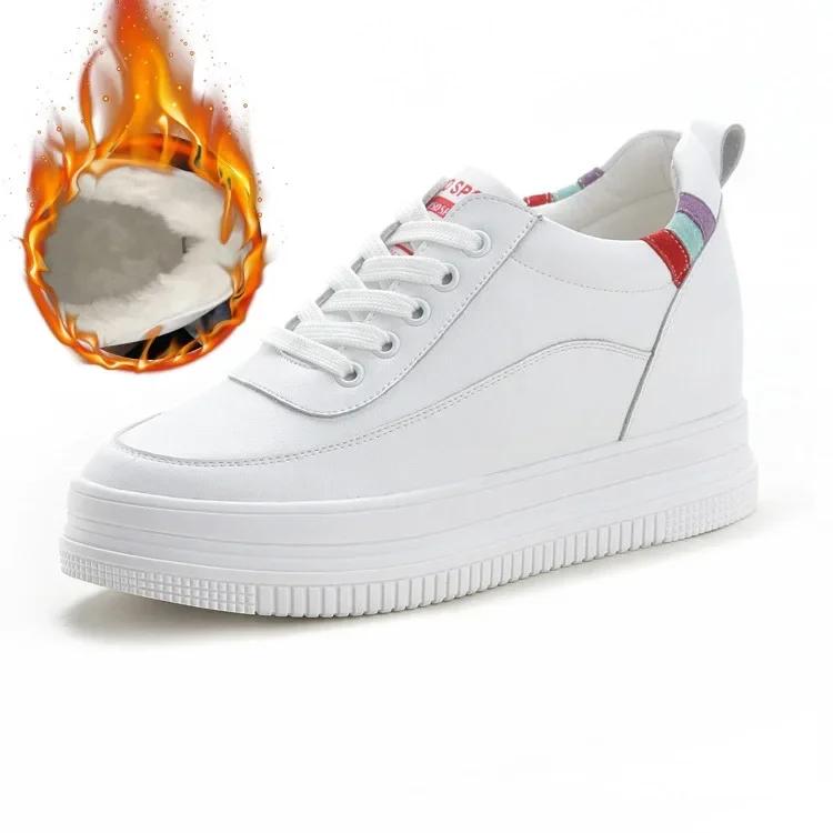 Обувь из натуральной кожи с высоким каблуком, весна-осень-лето, дышащая платформа, танкетка, 7 см, женская обувь