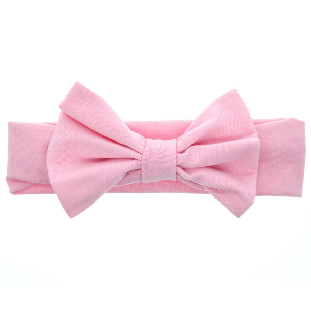 Kids Girls Xmas Gift Christmas Pure Color Bow Bowknot Soft Elastic Headband Hair Hoops