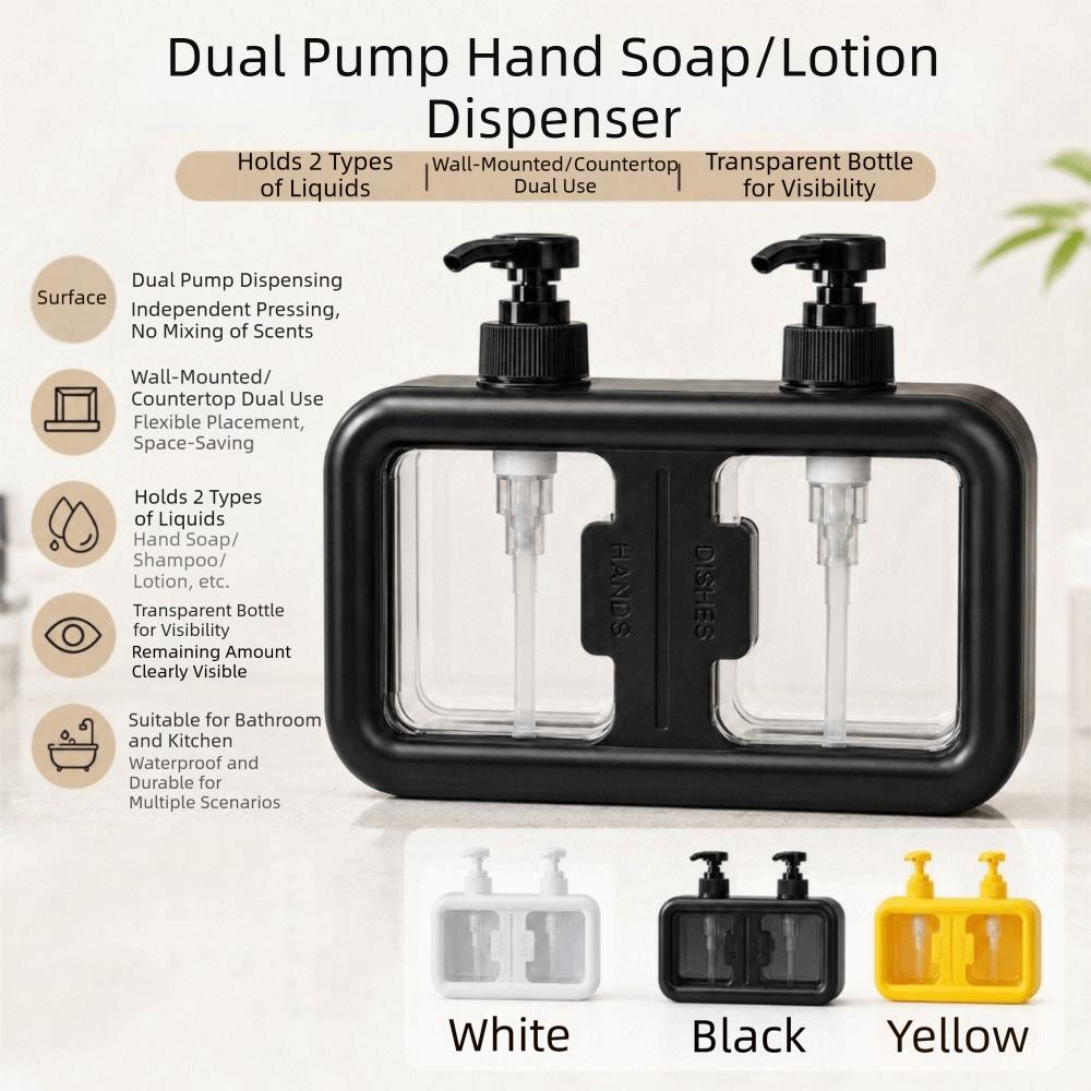 Dual Compartment Dual Chamber Soap Dispenser Press Pump Press Pump Bottle Bathroom Organizer