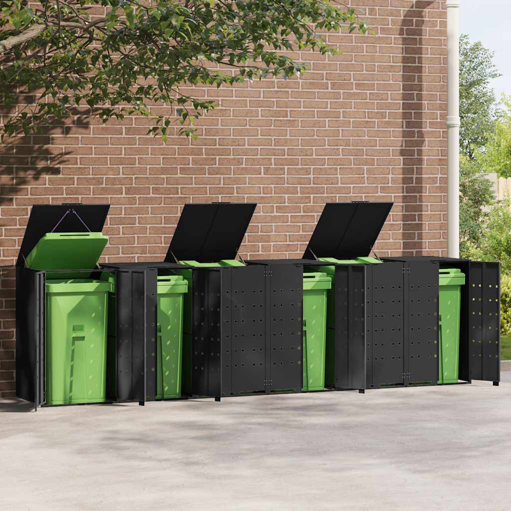 6 Ton Waste Bin Enclosure in Black 414 x 79 x 117 cm Steel