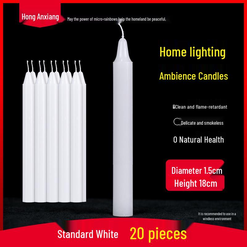 Smoke-free and odorless mini emergency candles for outdoor use in power outages and for festive decoration - Red and white