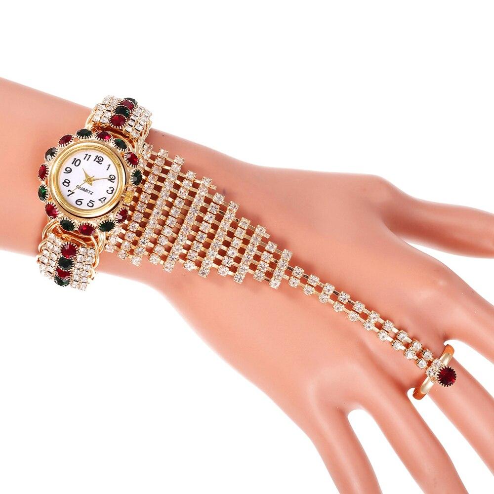 Женские кварцевые часы с браслетом, наручные часы со стразами и циферблатом