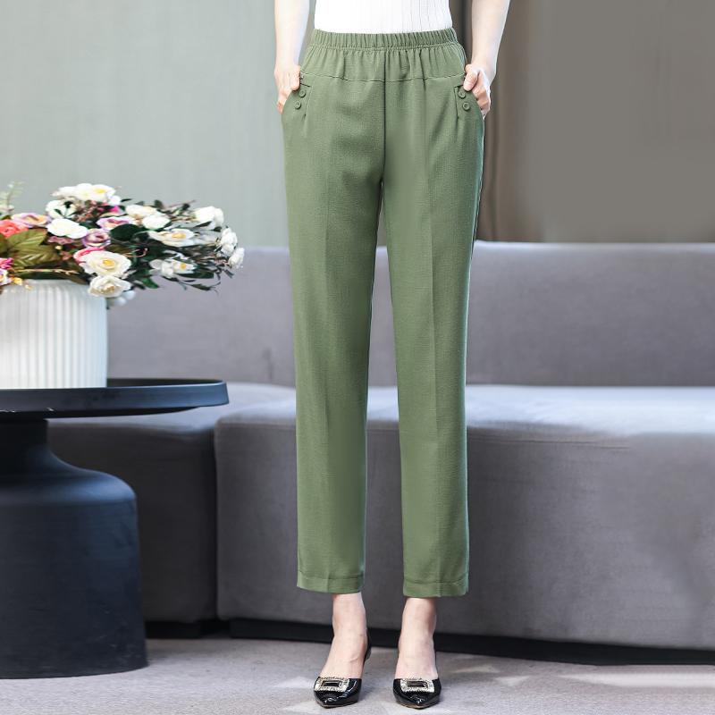 Летние хлопковые льняные прямые брюки женские классические брюки больших размеров с высокой талией