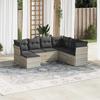 7 Piece Garden Sofa Set with Cushions Light Grey Poly Rattan