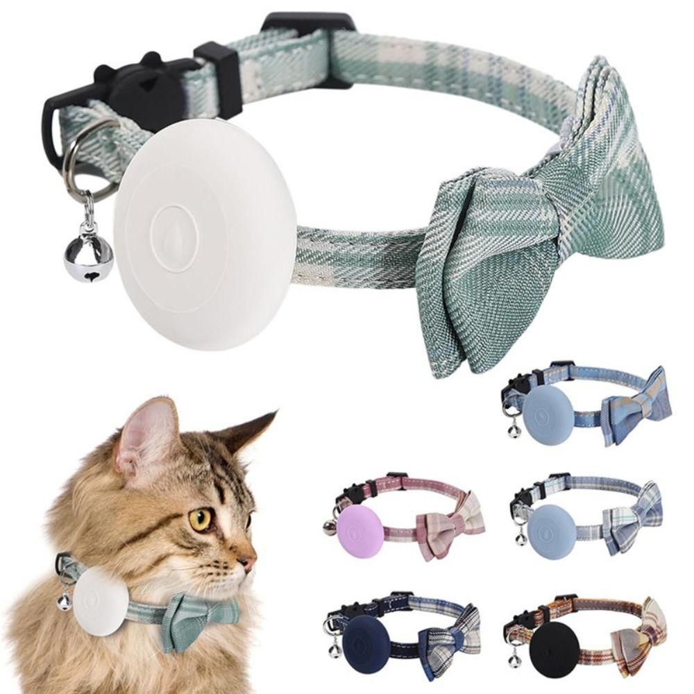 Adjustable Locator Holder Collar Bow Tie Cat Collar Bow Tie Pet Collar With Bell for Airtag Pet Cat