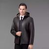 Autumn and Winter Fur All-in-one Men's Sheepskin Leather Jacket Lambswool Middle-aged Hooded Fur Coat Thick