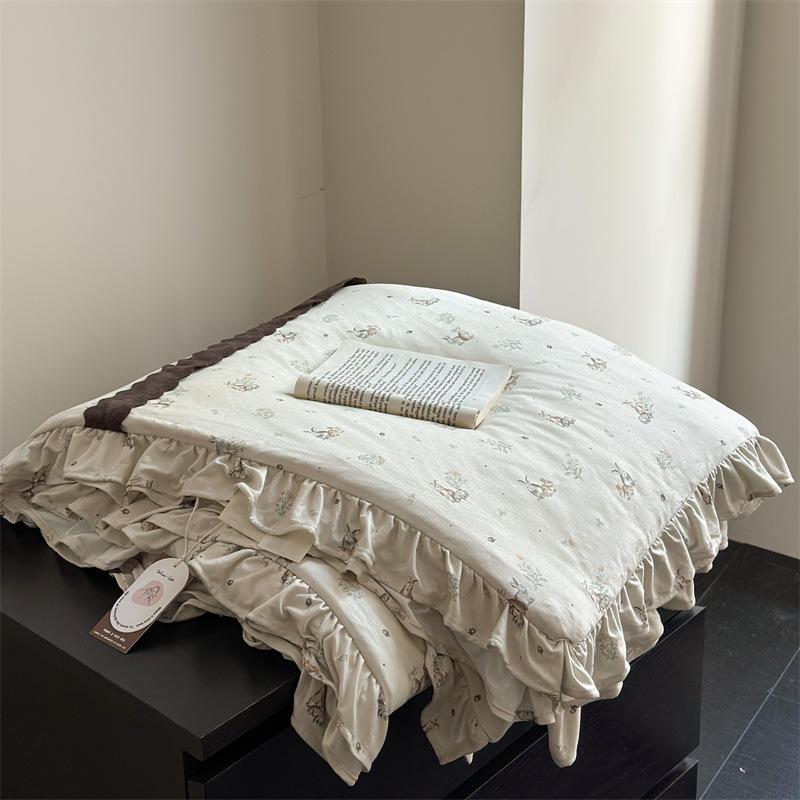 Весна и лето новый вязаный хлопок французский мелкий цветочный принт кружево летнее одеяло летнее прохладное одеяло одеяло для кондиционера