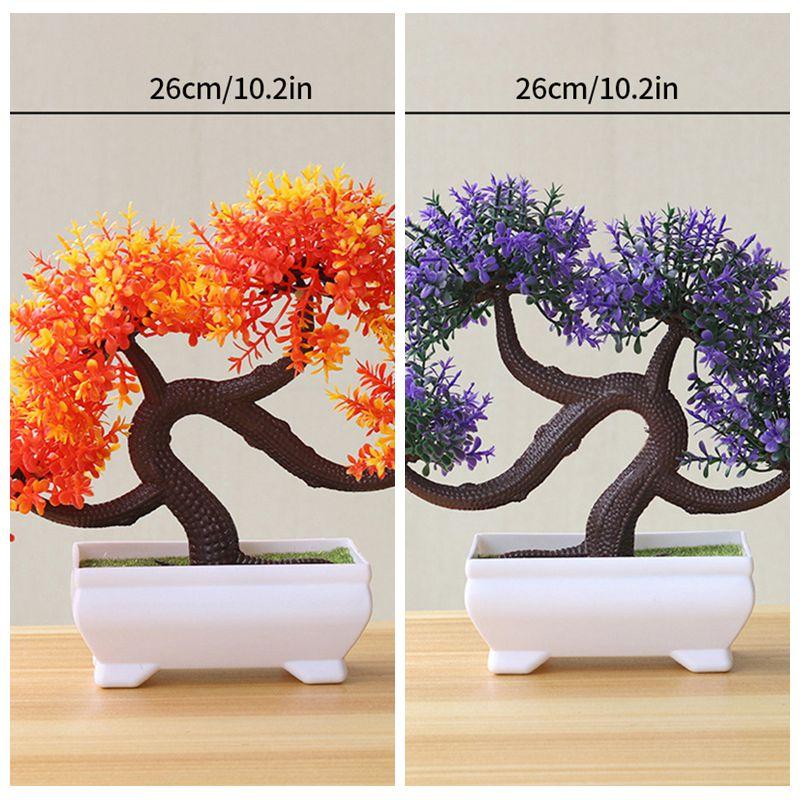 Artificial Plastic Plants Bonsai Fake Plant Flowers Potted Ornaments Simulated Tree Potted Creative Desk Decor Home Table Decor
