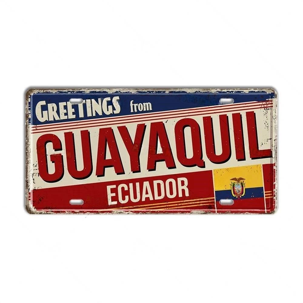 Chile Argentina Ecuador Colombia License Plate Landmark Metal Sign City State Decorative Car Plate Garage Club Bar Wall Decor