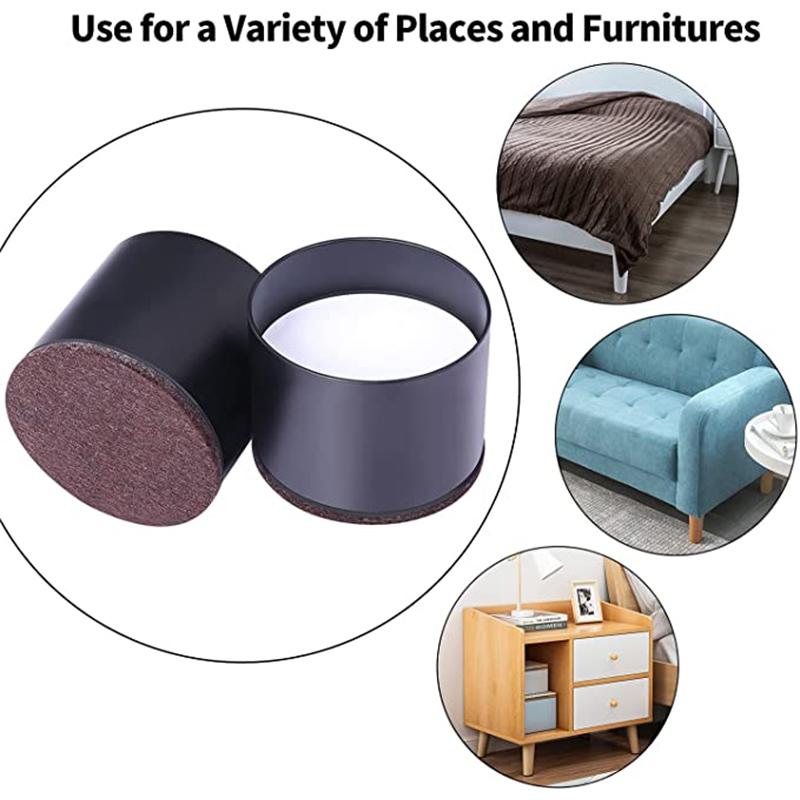2/4PCS Bed Furniture Risers Elevation in Heights Heavy Duty Risers for Sofa Couch Desk Table Black Round Saquare Floor Protector