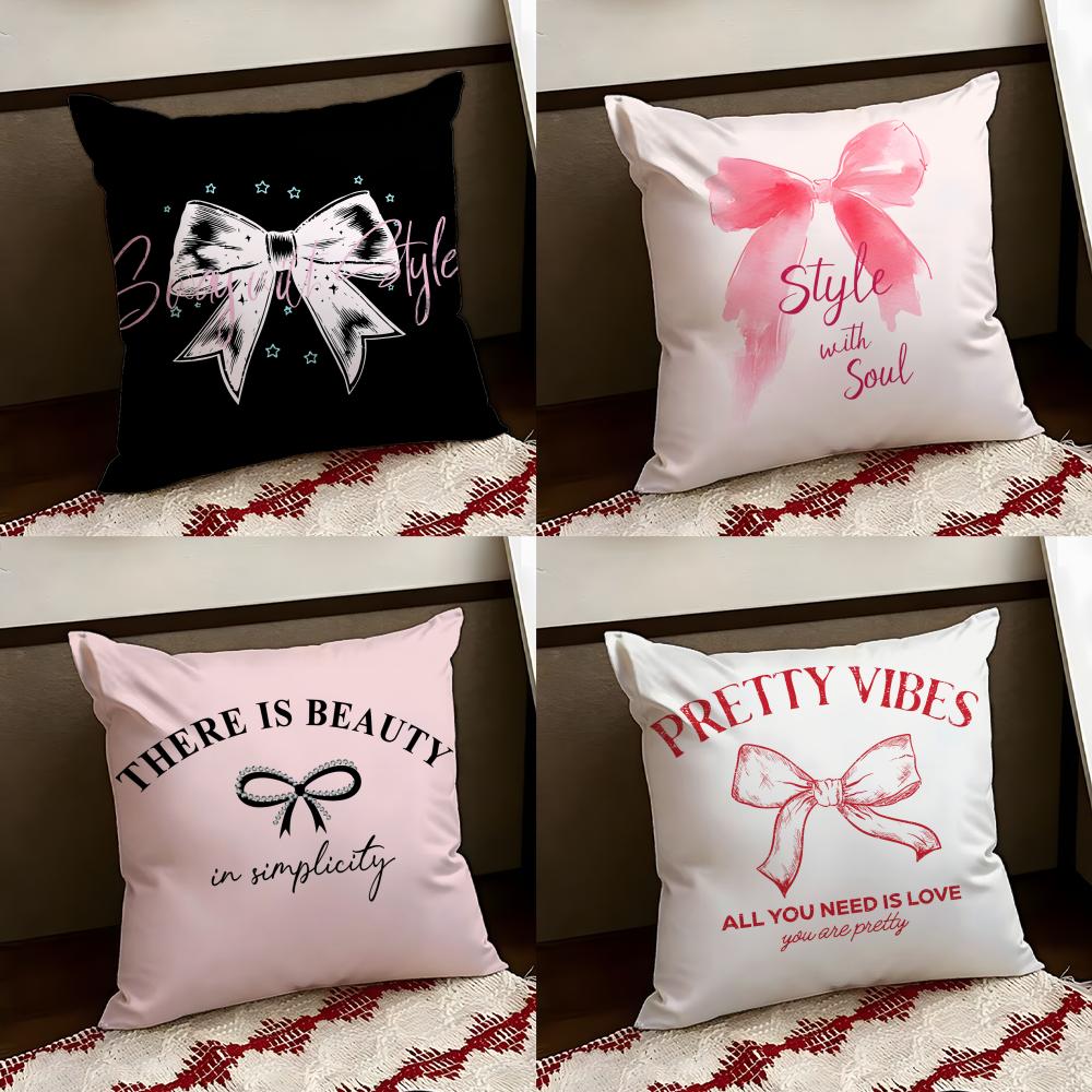 Korean TTrendy Bow Cushion Cover Reversible Soft Durable Pillow Cover Home Car MultiScene Use for Daily Comfort