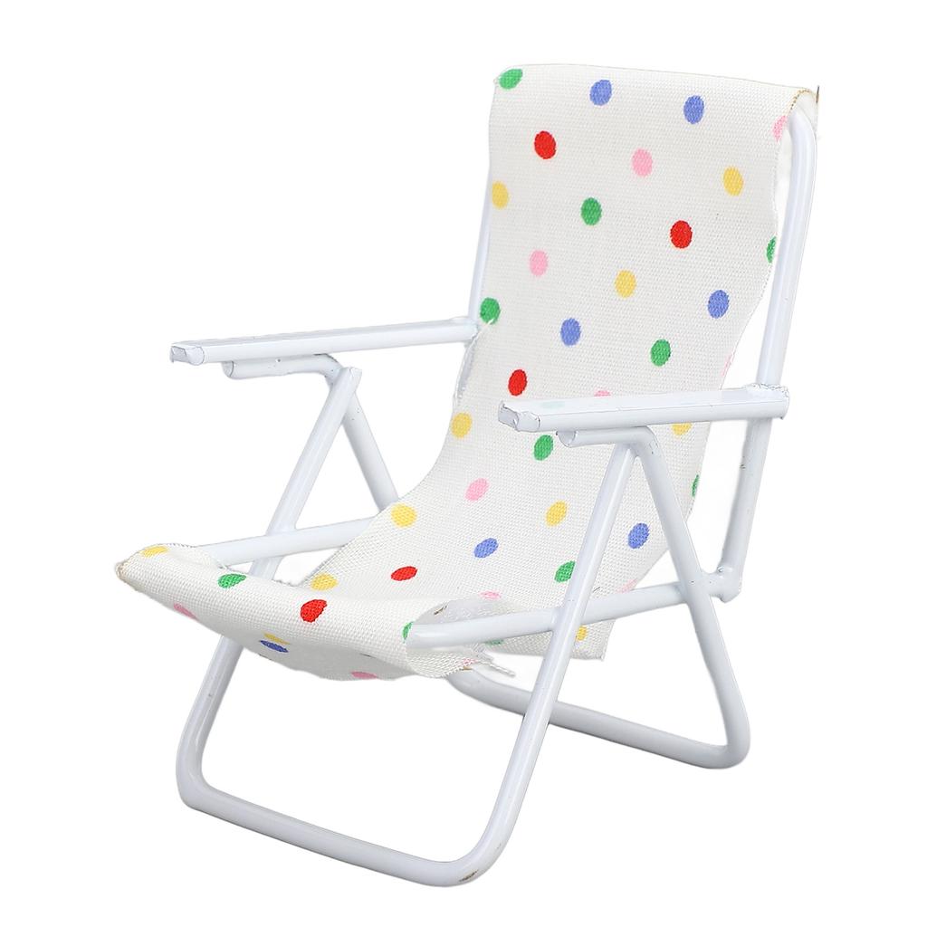 Миниатюрное пляжное кресло Реалистичное Масштаб 1/12 Легкий металлический каркас Складное Кукольный домик Кресло для загара