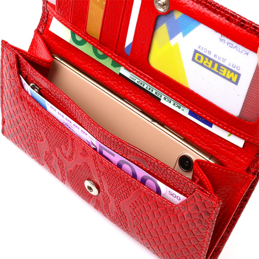 Snake Embossed Lacquered Women's Wallet CANPELLINI 21850 Red