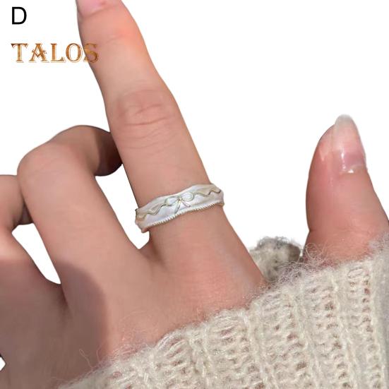 Регулируемое женское открытое кольцо с искусственным жемчугом, украшением из сплава, бантом, кубическим цирконием, мягкое стильное кольцо с гальваническим покрытием, легкое украшение на палец для вечеринки, повседневной носки