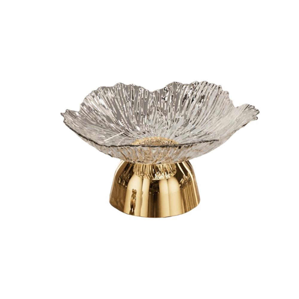Large Capacity Pedestal Fruit Bowl Transparent Petal Design Snack Display Tray Counter-top