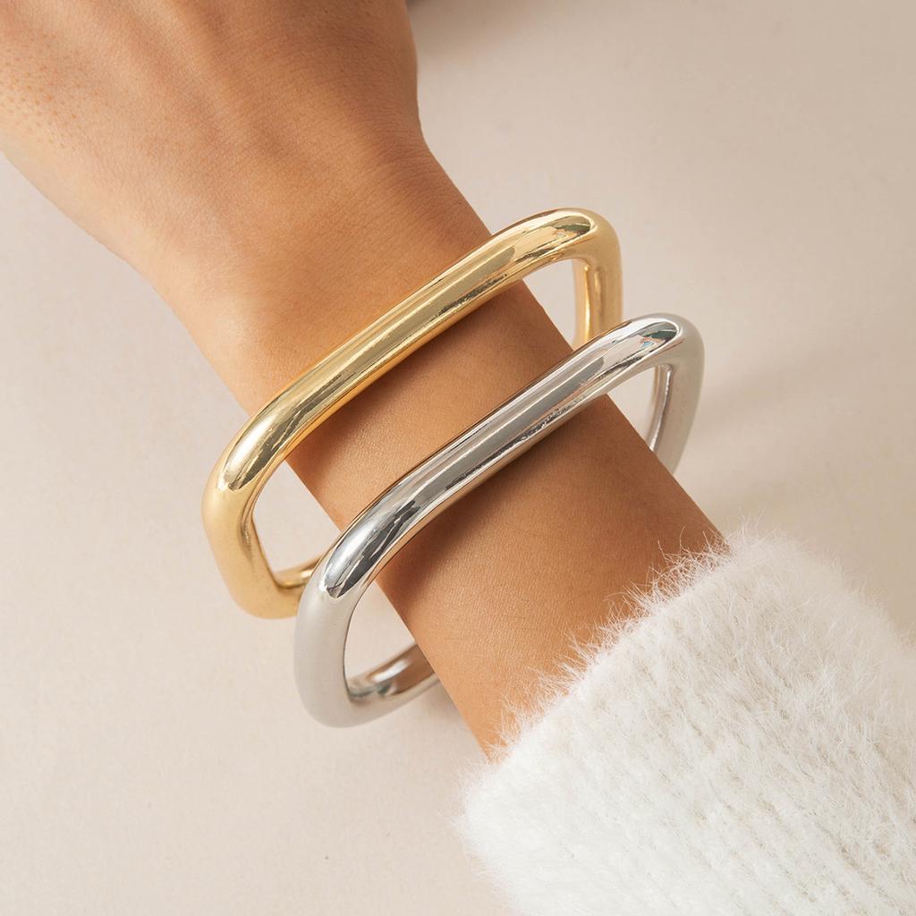 DIEZI One Pair Trendy Gold Silver Color CCB Bangles Women Men Exaggerated Punk Geometric Plastic Bangle Bracelet Party Jewelry
