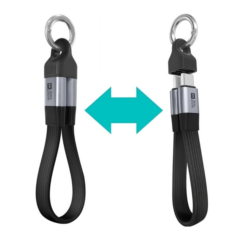Силиконовый кабель USB C на USB C 80 Гбит/с 8K@60 Гц 240 В Быстрая зарядка Кабель для передачи данных Видеокабель для смартфонов и ноутбуков