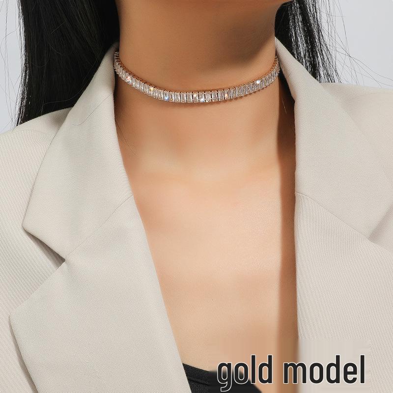 Elegant Zircon Choker Necklace: European and American Style