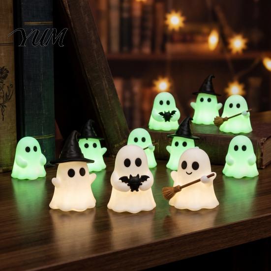 Cute Party Favors for Kids Halloween Luminous Mini Ghost Figurines, Glow in The Dark Decorative Miniatures Miniature Statue Micro Landscape,