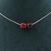 Stones and Minerals. Necklace 2 Beads Rhodochrosite from Brazil Stainless Steel Chain Necklace for Women, Men. Custom Size