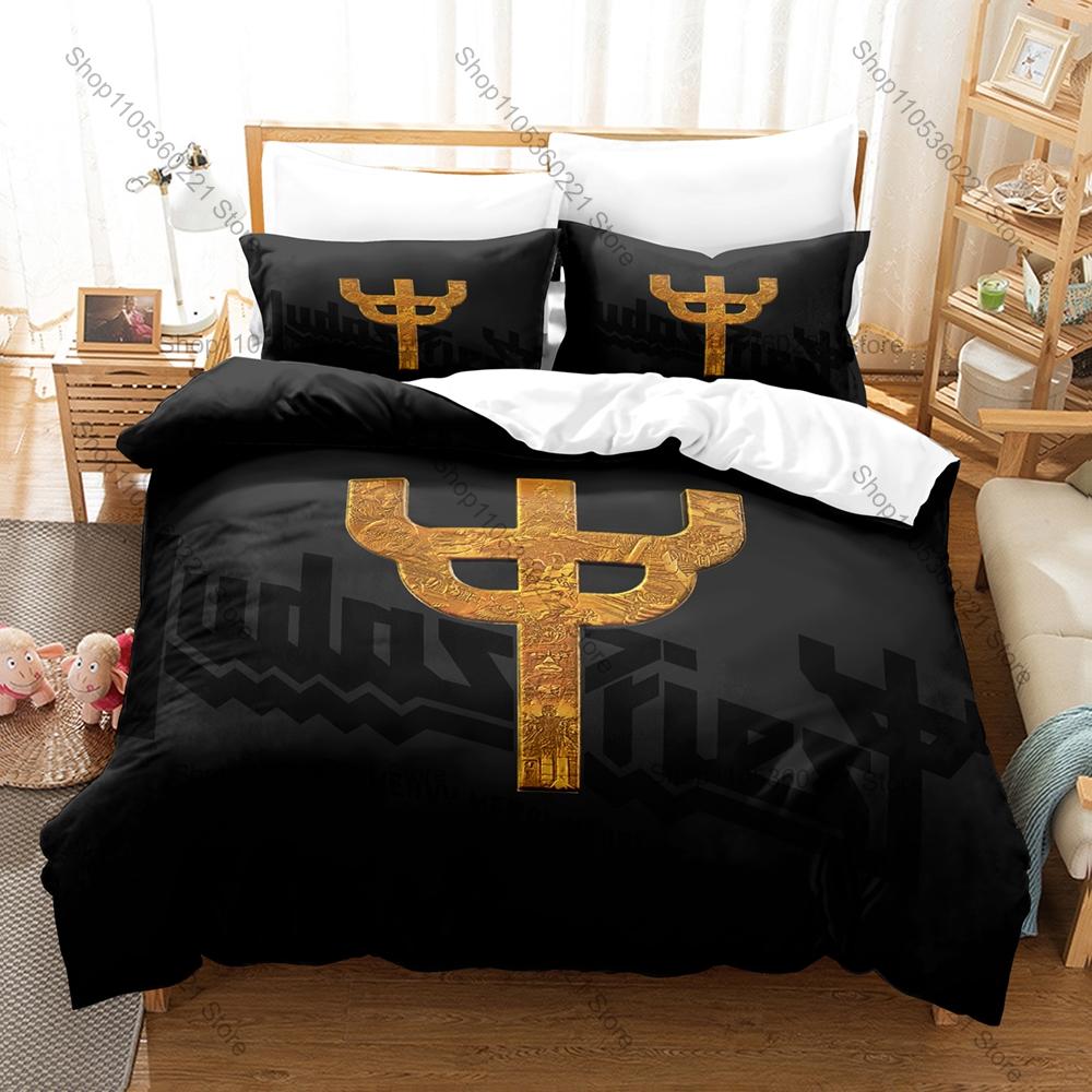 Copripiumino Stampa Copertina Album Judas Priest Dark Vintage + 2 Federe Singolo Matrimoniale Queen King Set Biancheria da Letto Rock