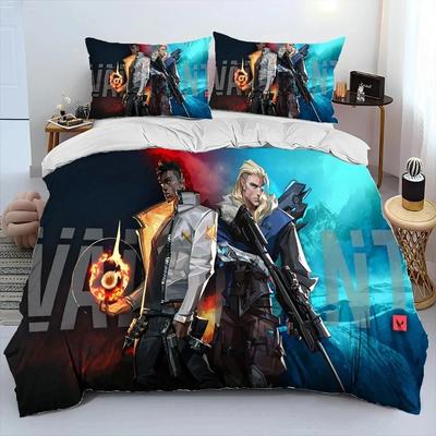 3D VALORANT Gamer Cartoon Comforter Постельное белье, пододеяльник, комплект постельного белья, пододеяльник, наволочка, комплект постельного белья размера «king-size» для мальчиков