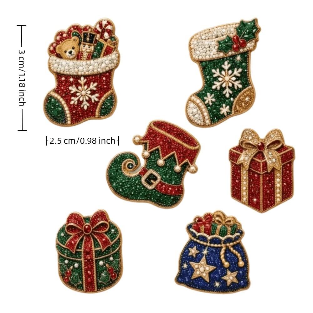 6Pcs Leave No Residue Christmas Painting Soft Rubber Refrigerator Magnets Holiday
