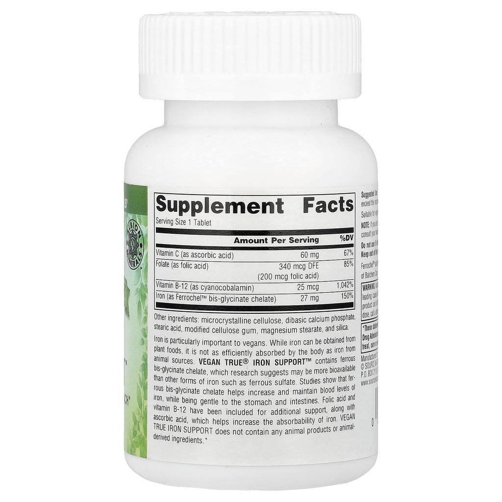 Vegan True, Iron Supplement, 180 Tablets