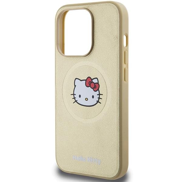 Etui do iPhone 13 Pro Max Hello Kitty MagSafe Skórzane Złote